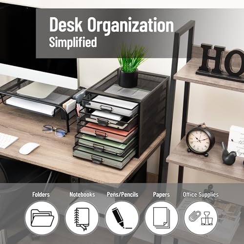 Mind Reader File Storage Drawers, Desk Organizer, Multi-Purpose, Crafts, Office, Metal, Black