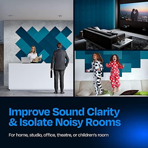 Acoustic Panels 12-Pack Soundproof Wall Panels 12"X12"X0.4" Sound Panels High Density Sound Dampening Panels - [Ocean Turquoise Square]