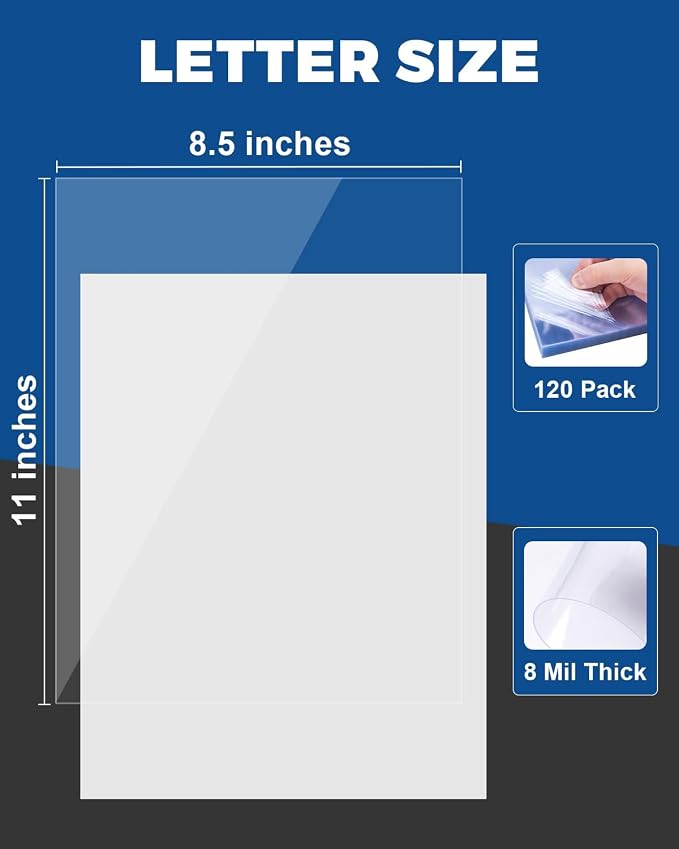 Dynta Binding Covers 8 mil PVC Clear Cover Sheets for Binding, Letter Size 8-1/2 x 11 Inches, 240 Pack Report Covers, Presentation Binder, Office Supplies, Un-Punched, Square Corners