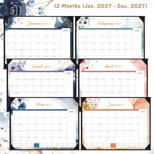 2027 Desk Calendar, Large Desktop Calendar from January - December 2027 | 22" x 17", Desk Pad Calendar, Monthly Desk Wall Planner, Ruled Blocks, Corner Protectors, Schedule Calendar for Home, Office