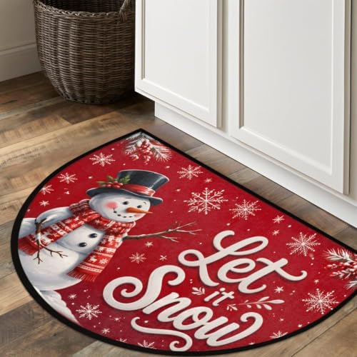Christmas Half Round Door Mat Welcome Entrance Rug Outdoor Indoor A2
