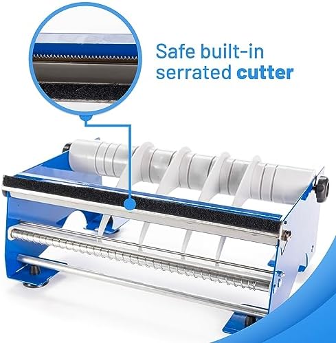 IDL Packaging 12" Manual Label and Tape Dispenser, 2" and Up Core Size, Adjustable Roll Width - Tabletop & Wall-Mounted Multi Roll Holder - Industrial Grade Steel Construction