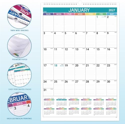 2027 Wall Calendar - Large Wall Calendar 2027, Jan. 2027 - Dec. 2027
