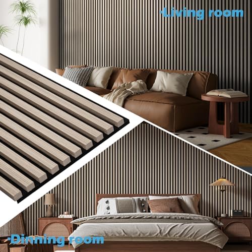 Art3d 108 x 12 in 3D Fluted Soundproof Wood Slat Wall Panel, 4-Pack, Oak