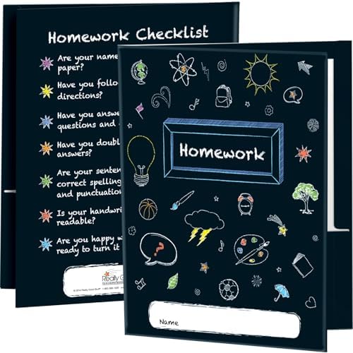 Really Good Stuff Chalkboard Motif Homework Folders - 12 folders