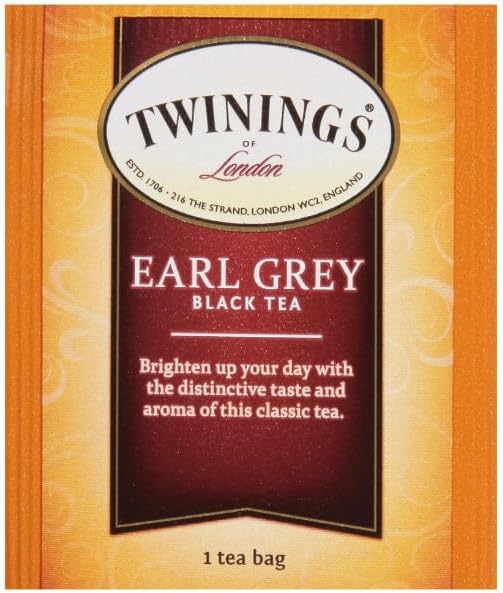 Twinings Earl Grey Black Bergamot Caffeinated Tea Bags, 20 CT Box (6 Pack)