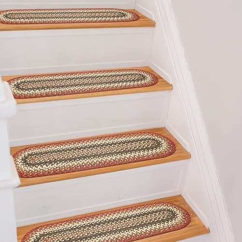 Homespice Chester Jute Braided Stair Treads, Oval 8x28 Set of 13
