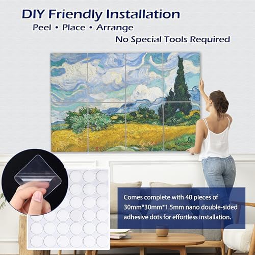 PINWELIFE® Masterpiece Acoustic Art Panels, 8-Pack 12"×16" Sound Absorbing Panels, Decorative Acoustic Wall Art, Noise and Echo Cancelling for Home Studio/Office, Nano Tape Included