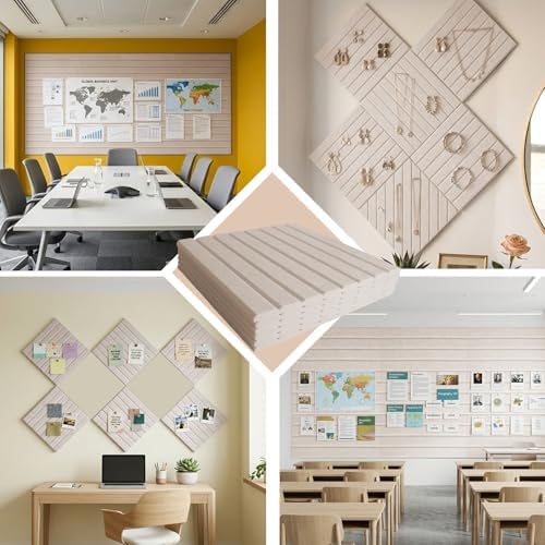 Large Felt Bulletin Board with Self-Adhesive | 6 Pack 36"x24" Cork Board Alternative | Notice Boards with 35 Pushpins, Secure and Easy to Install, Home Office Decor Classroom Decor - Oatmeal