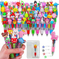 52 Pcs Mini Multicolor Pens in One 4-in-1, Cute Kawaii Ballpoint Pens Bulk with 52 Different Designs, Classroom Rewards, Student Gifts, Party Favors, Back to School Supplies for Kids