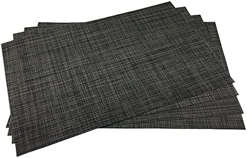 WAZAIGUR Placemats Crisscross Woven Vinyl Place Mats Set of 4 Grey