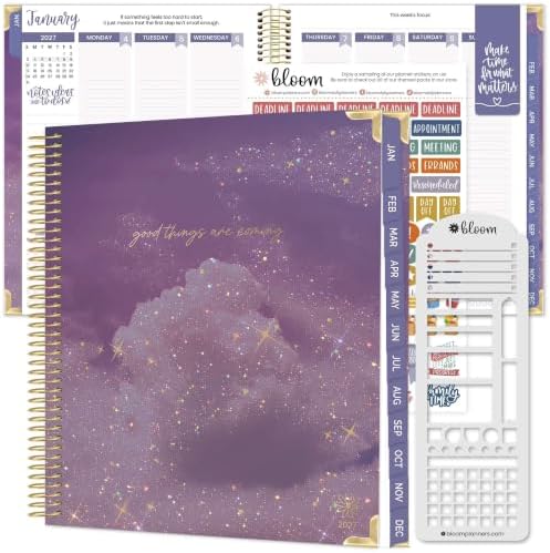bloom daily planners 2027 Hardcover Goal & Vision Planner (January - December 2027) - Monthly & Weekly Calendar Year Agenda Organizer - 7.5" x 9" - Good Things Are Coming
