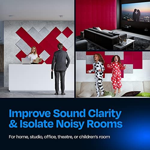 Acoustic Panels 12-Pack Soundproof Wall Panels 12"X12"X0.4" Sound Panels High Density Sound Dampening Panels - [Candy Red Square]