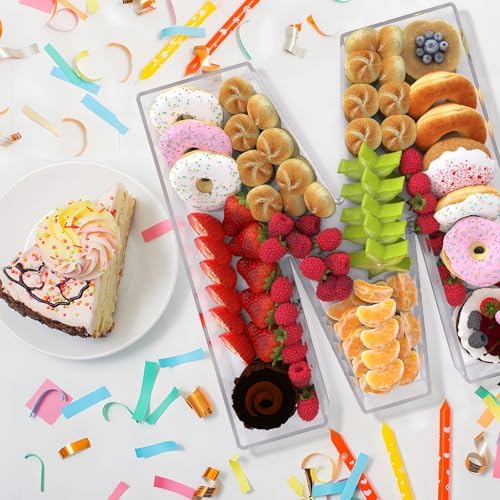 11" Acrylic Letter Charcuterie Box, Reusable Fillable Alphabet Number Shaped Form Tray for Birthday Anniversaries, Party Decorative Serving Plates Display Candy Cake (M)