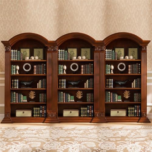 Sepia Timber Vertical Closed Back Organizer Shelf with 3/4/5 Shelves American Bookcase Retro Study Multi-Layer Bookshelf Storage Unit Floor-Standing Shelf Home Use Brown 51" L x 18" W x 87" H