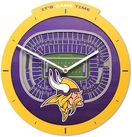 YouTheFan NFL Minnesota Vikings StadiumView 3D Wall Clock