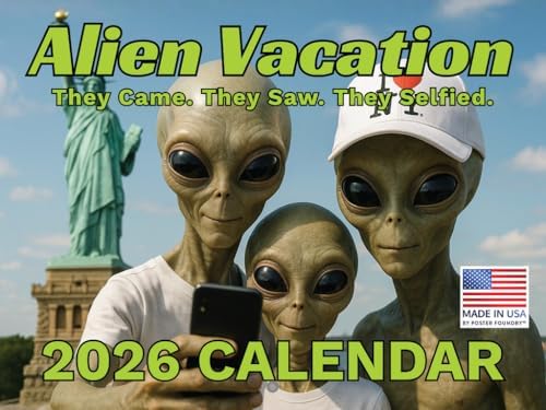 Alien Vacation 2026 Calendar Wall Monthly 12 Month