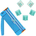 Firbon Blue A4 Paper Cutter Bundle with 5Pcs Mint Green Refill Blades, 12 Inch Paper Trimmer with Side Ruler for Scrapbooking, Craft, Coupon, Label, Cardstock