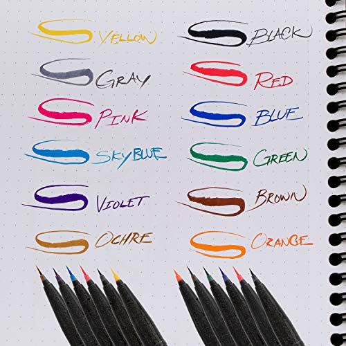 Pentel Arts Sign Pen Micro Brush, Assorted Ink, (F/N/P/S/V/Y) 6-pk (SESF30BP6M1)