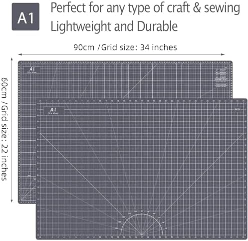 Headley Tools Thickened 24 x 36 Inch Self Healing Cutting Mat, Durable A1 Double Sided 5-Layer Craft Cutting Board for Fabric, Quilting, Sewing, Hobby, Scrapbooking, Arts and Crafts Project, Dark Gray