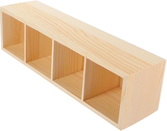 EXCEART Pine Wood Pen Holder 3 Compartment Desktop Organizer Storage | 12.18 inch wooden organizer for pens, makeup brushes, office supplies, and small items with stylish desk home organization