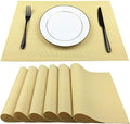 WAZAIGUR Placemats Crisscross Woven Vinyl Place Mats Set of 6 Yellow