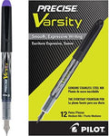 PILOT Precise Varsity Pre-Filled Fountain Pens, 1.0mm, Purple Ink, 12-Pack