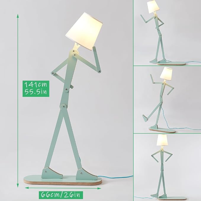 Unique Wood Floor Lamp for Living Room Bedroom Office Corner Reading | Plywood Construction, Corner Decorative, Reading Light, Farmhouse Style, Kids Room Gift