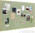 SELEAD Linen Bulletin Board 30” x 20” - Golden Aluminum Frame, Green Fabric