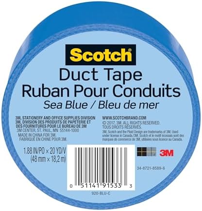 Scotch Duct Tape, 1.88 in x 20 yd, Sea Blue, 6 Pack (920-BLU-C)