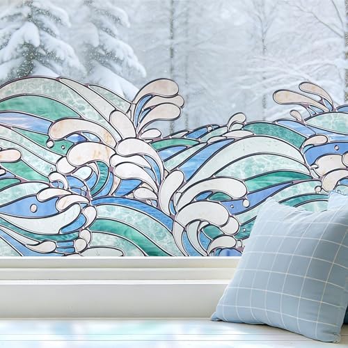 ADD.HERES Stained Glass Window Film, Window Film Decorative, 17.5 x 39.37in