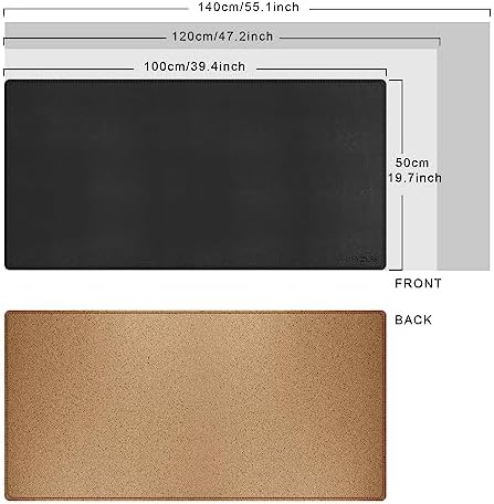 Mydours 40" x 20" Extra Large Desk Mat, PU Leather & Cork Desk Pad, Black