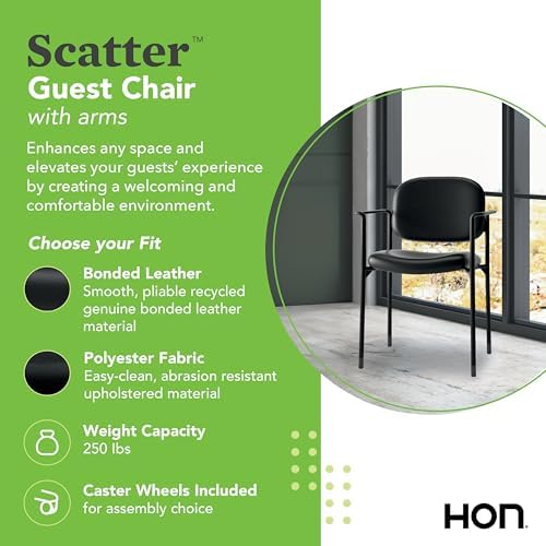HON Scatter Guest Chair with Arms, Fabric Office Chairs, Black