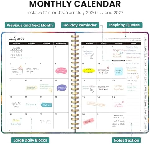 Large Planner 2026-2027, A4 (8.5" x 11") Hardcover Weekly & Monthly Planner July 2026 - June 2027 with Monthly Tabs, Academic Planner for School, Work and Office, Mystic Forest