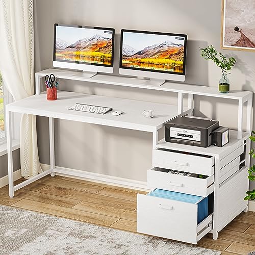 Tribesigns 63 Inch Computer Desk with File Drawer Cabinet, Ergonomic Desk