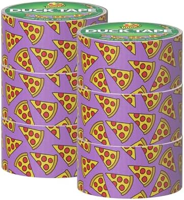 Duck Brand Duct Tape Colors and Patterns, 1.88 Inches x 10 Yards, Pizza Duct Tape Pattern, 6 Rolls