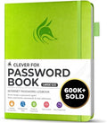 Clever Fox Password Book with Alphabetical Tabs, 7"x10" Keeper Green