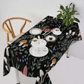 Mushroom Tablecloth, Cartoon Green Leaves Mushroom Wildflower Plant Botanical Herb Nature Garden Print Table Cloth for Home Kitchen Outdoor Party Picnic Wedding Decor 55x75in