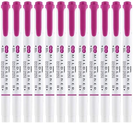Zebra Pen MILDLINER No Bleed Highlighter, Fuchsia Color, Dual Tip, 12-Pack