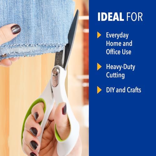 Westcott Heavy Duty CarboTitanium-Bonded 8" Bent Scissors - Durable Fabric Scissors, Ergonomic Comfort, Ideal for Crafting & Cutting Tasks