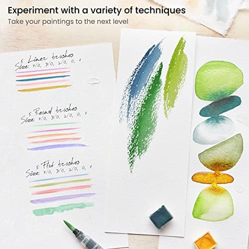 ARTEZA Detail Paint Brushes, Set of 15, Miniature Sizes, Fine Tips