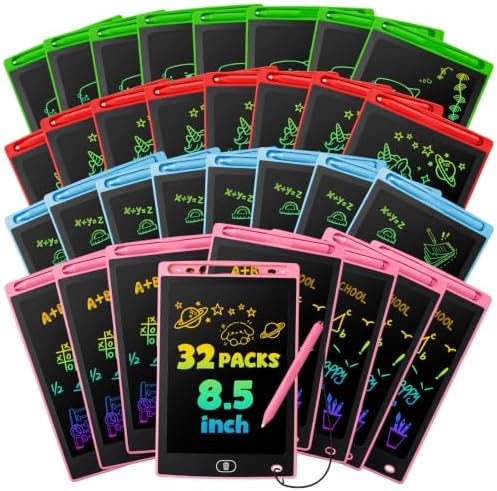 32 Pack LCD Writing Tablet for Kids, Erasable and Reusable Toddler Doodle Board in 8.5 inch, Ideal Educational Drawing Pad for Learning Toy for Ages 3-8 Gifts for Girls Boys