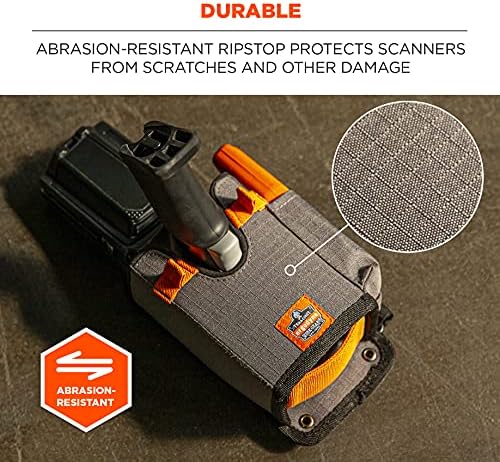 Ergodyne Squids 5543 Barcode Scanner Holder Equipment Mount for Gun Grip Mobile Computers, Handheld Bar Code Scanners, Fastener Straps to Attach to Forklift Gray Large