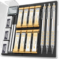 Nicpro Blocky Gear 0.9 mm Mechanical Pencils Set in Case, 3 Pack