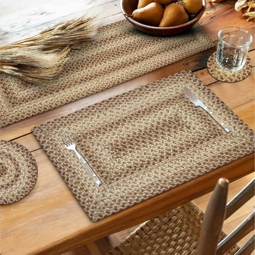Homespice Cookie Dough Braided Table Runner for Rustic Decor, Rect 11x36