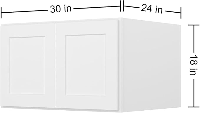 Furinno Shaker Wall Refrigerator Top Kitchen Cabinet, 2-Doors, White | 24 D x 30 W x 18 H, Adjustable Hinges, Soft-Close Shaker-Style Door, Ready to Assemble, Plywood, for Pantry, Dining Room