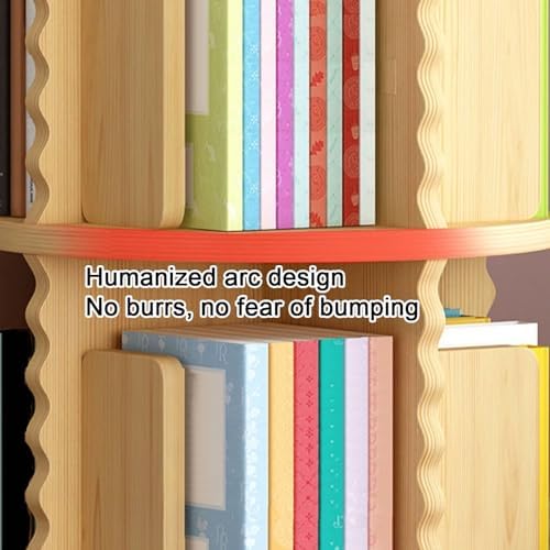 GAMAK Rotating Bookshelf Kids Bookshelf with Storage Small Bookshelf 360 Display 2-4 Tier Floor Standing Bookcase Used in Bedrooms Study Room (Size : Lace Edge, Color : Four)