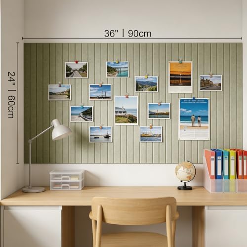 Large Felt Bulletin Board with Self-Adhesive | 6 Pack 36"x24" Cork Board Alternative | Notice Boards with 35 Pushpins, Secure and Easy to Install, Home Office Decor Classroom Decor - Sage Green