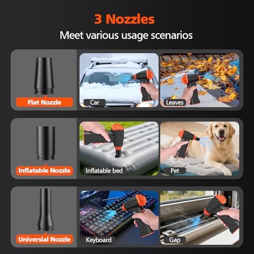 15-in-1 Electric Compressed Air Duster, 110000RPM Cordless Portable Air Blower Mini Powerful Jet Dry Blower 4 Adjustable Speeds Levels Rechargeable for Keyboard, PC, Car, Camera