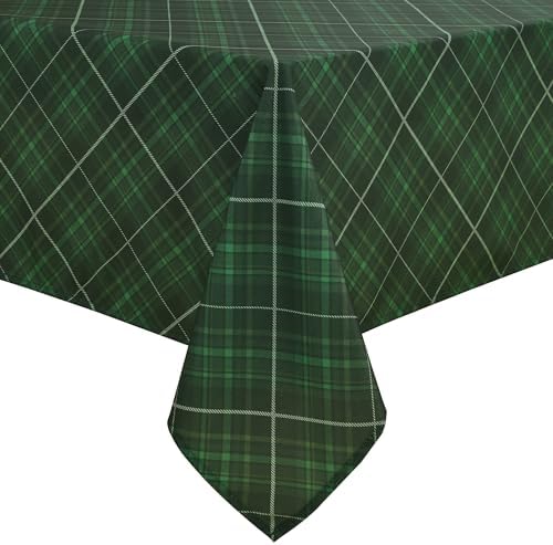 DWCN Checkered Tablecloth, 60 x 102 Inch, Rectangular, Christmas Green